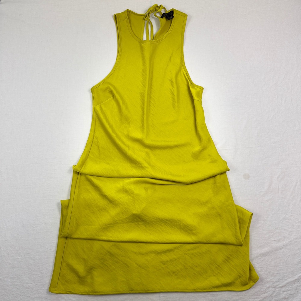 House of Harlow 1960 Maxi Dress Women Large Yellow Halter Tie Back Satin Finish